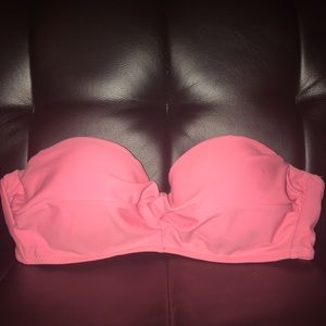 Strapless pink bathing suit top